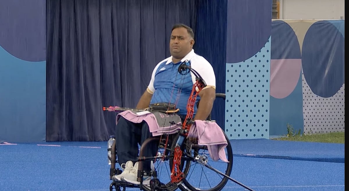 Photo: X | @SportsArena1234 : Para-archer Rakesh Kumar at Paris Paralympics 2024.